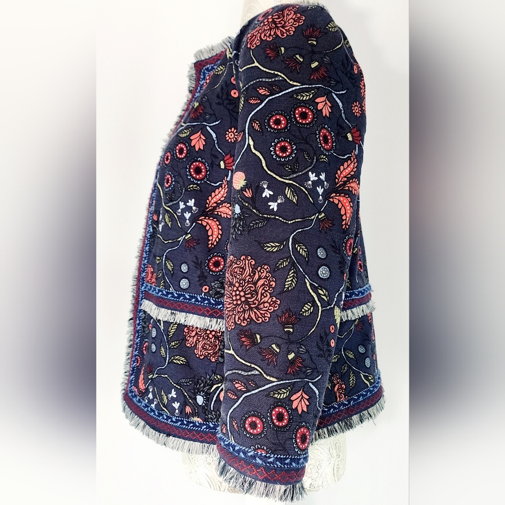 Loft womens floral & fringe cropped jacket - Picture 3 of 12